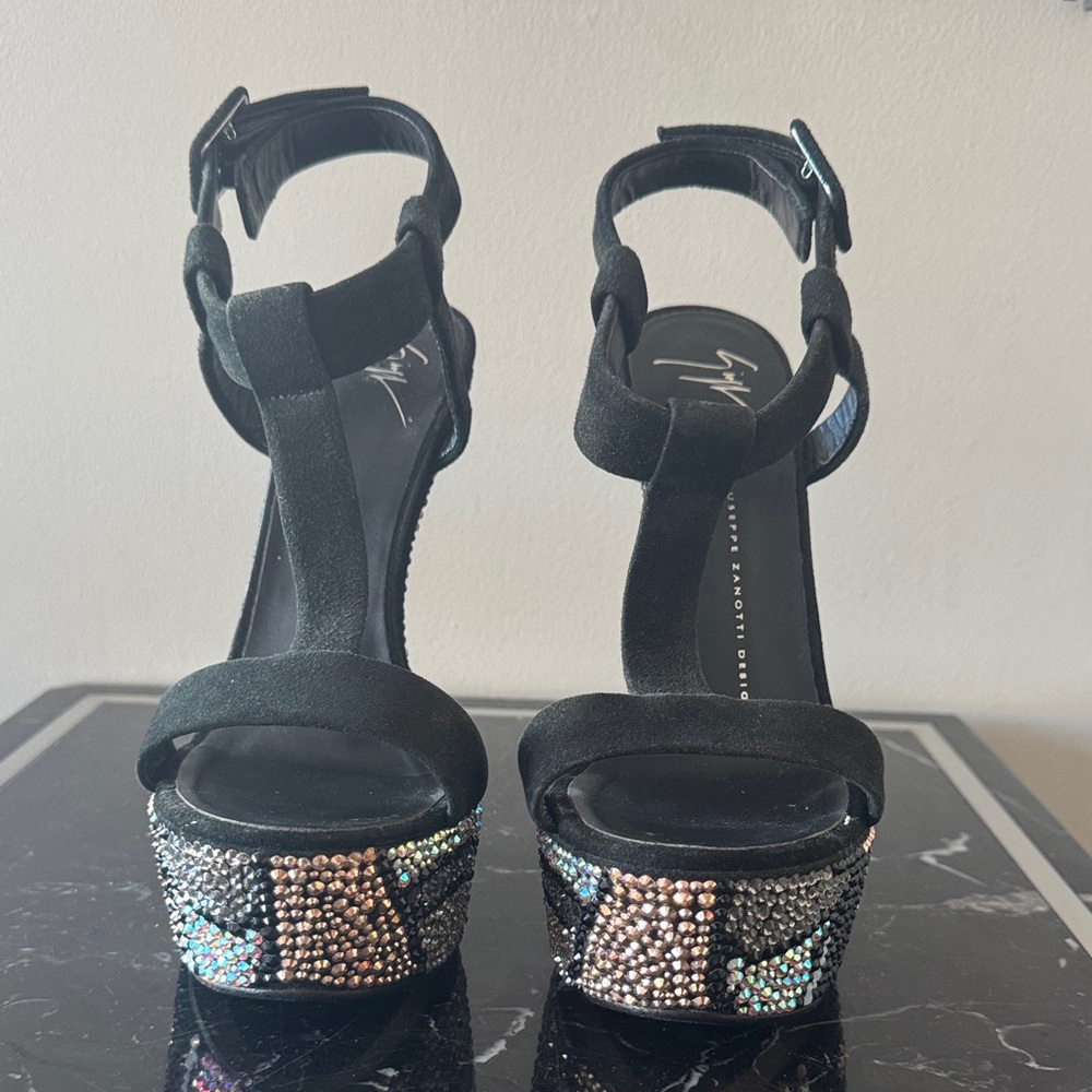 Giuseppe Zanotti Jem RARE fetish Black and Multicolor Embellished Platforms 38.5 - Picture 2 of 7